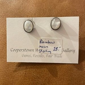 Rainbow Moonstone Sterling Silver Stud Earrings